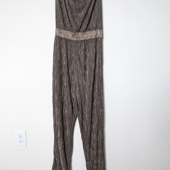 Forever 21 Strapless Pleated Metallic Jumpsuit - Picture 1 of 5